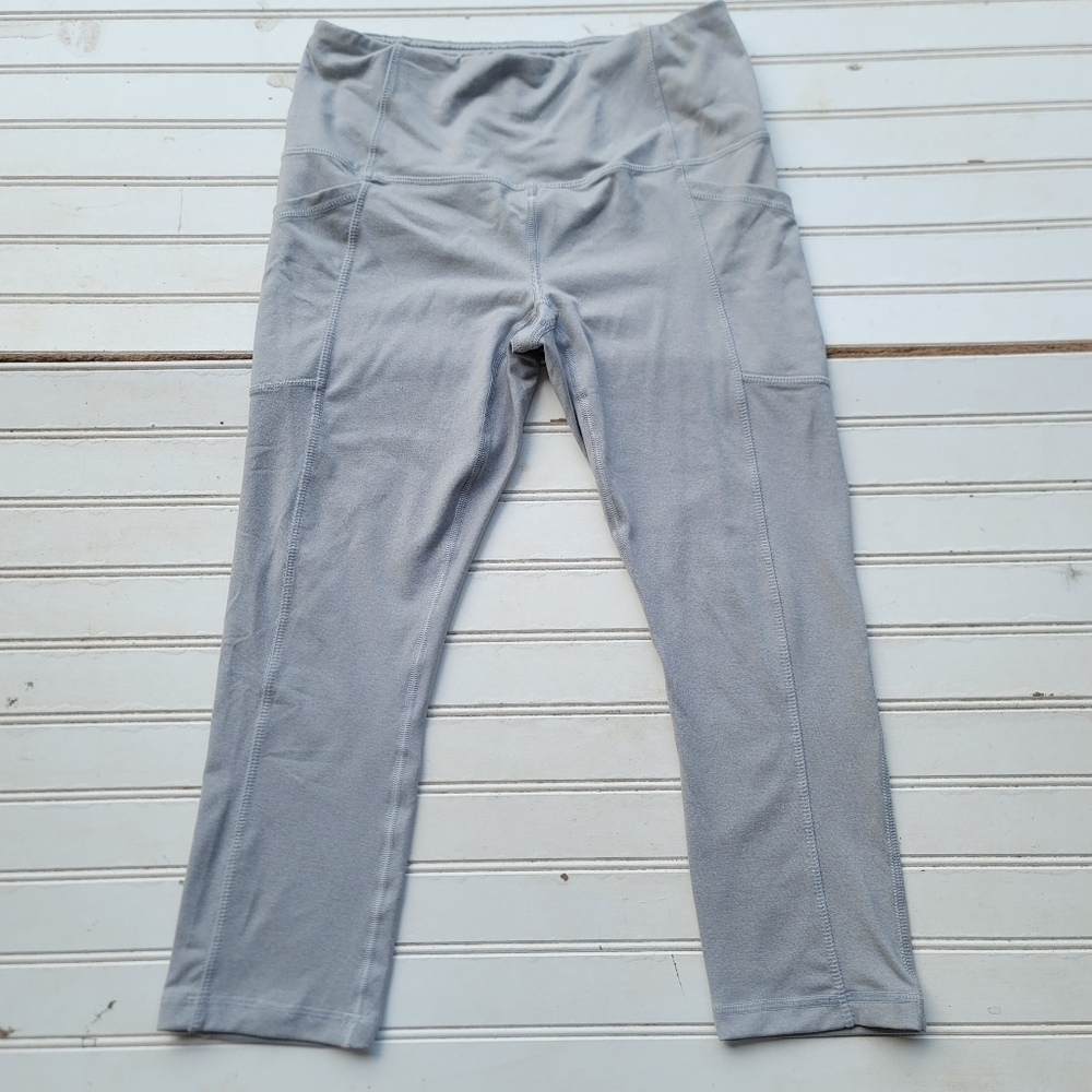 RBX Active Leggings Womens Light Gray Compression Pull On Cropped Sz M